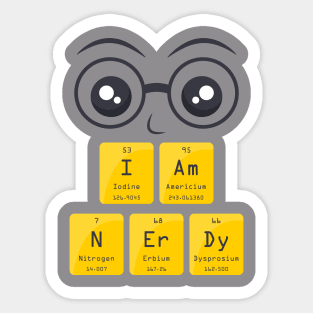 I Am Nerdy periodic table elemental fun Sticker